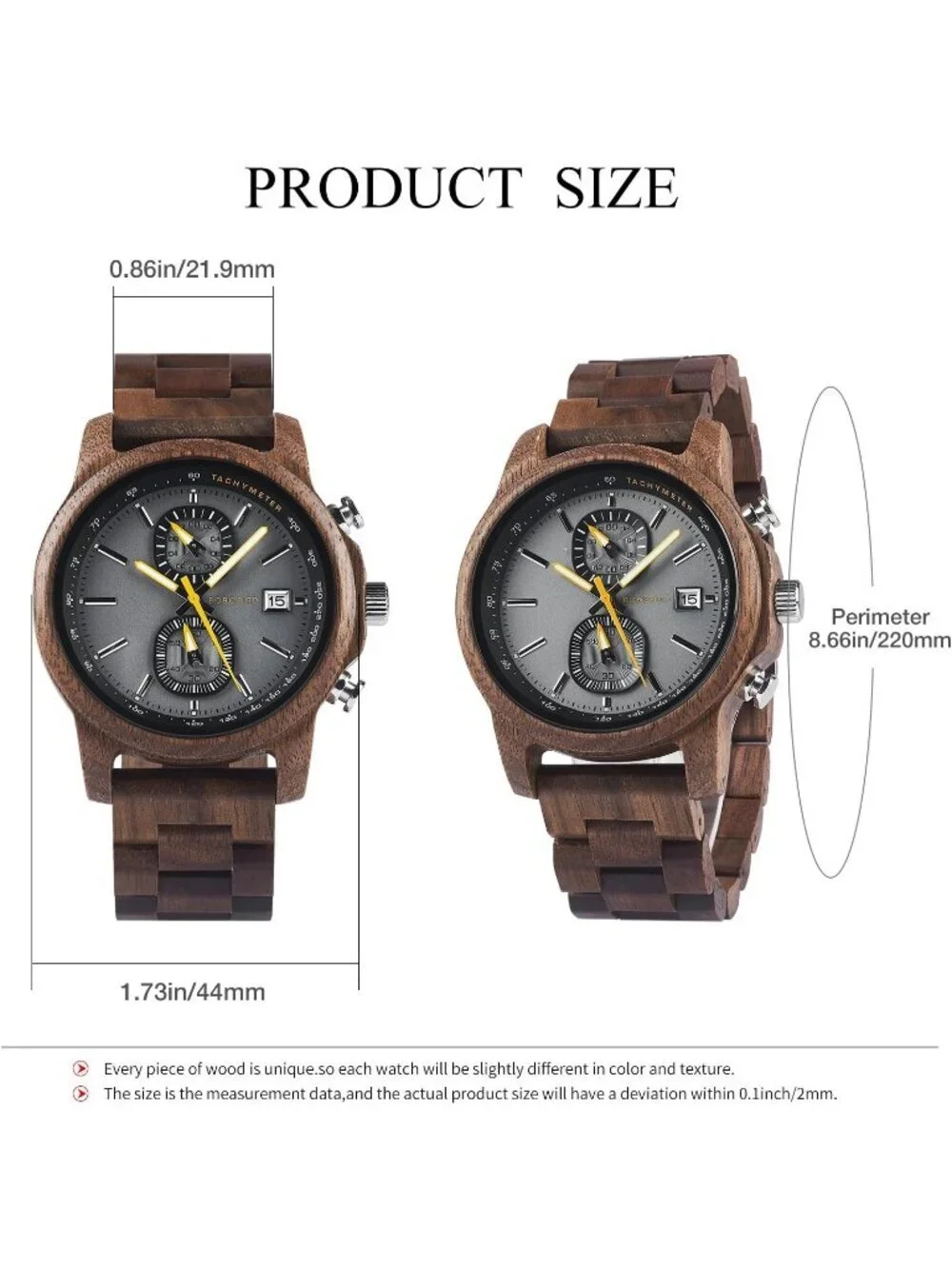 Men's Grey Analog Quartz Ultra-Light Luminous Chronograph Casual Wooden Watch
